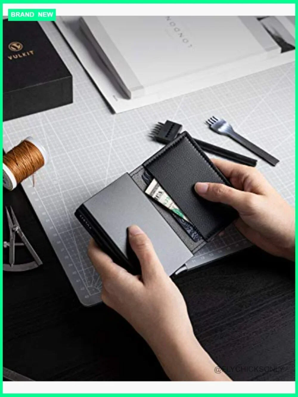 Pop Up Wallet Automatic Leather Slim Credit Card Holder RFID Blocking Metal